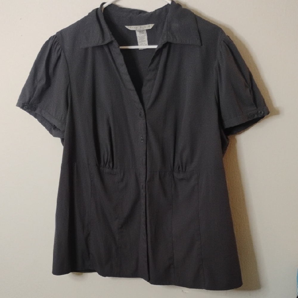 Fred David Charcoal Button-Down Blouse Size 14/16